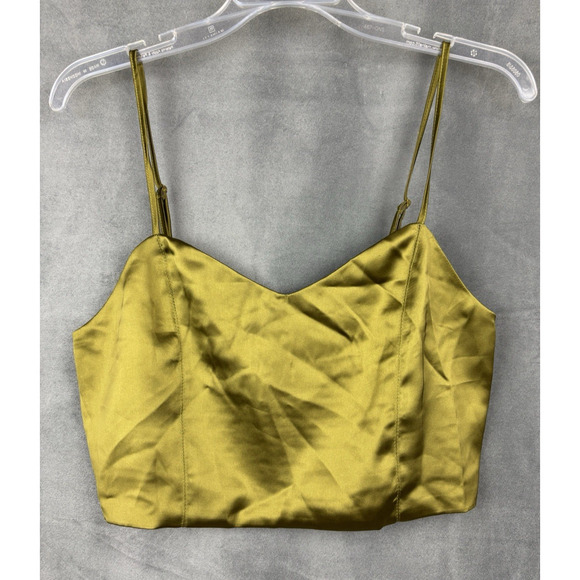 House of Harlow 1960 Green Crop Top Womens Large Smocked Back - Picture 1 of 8